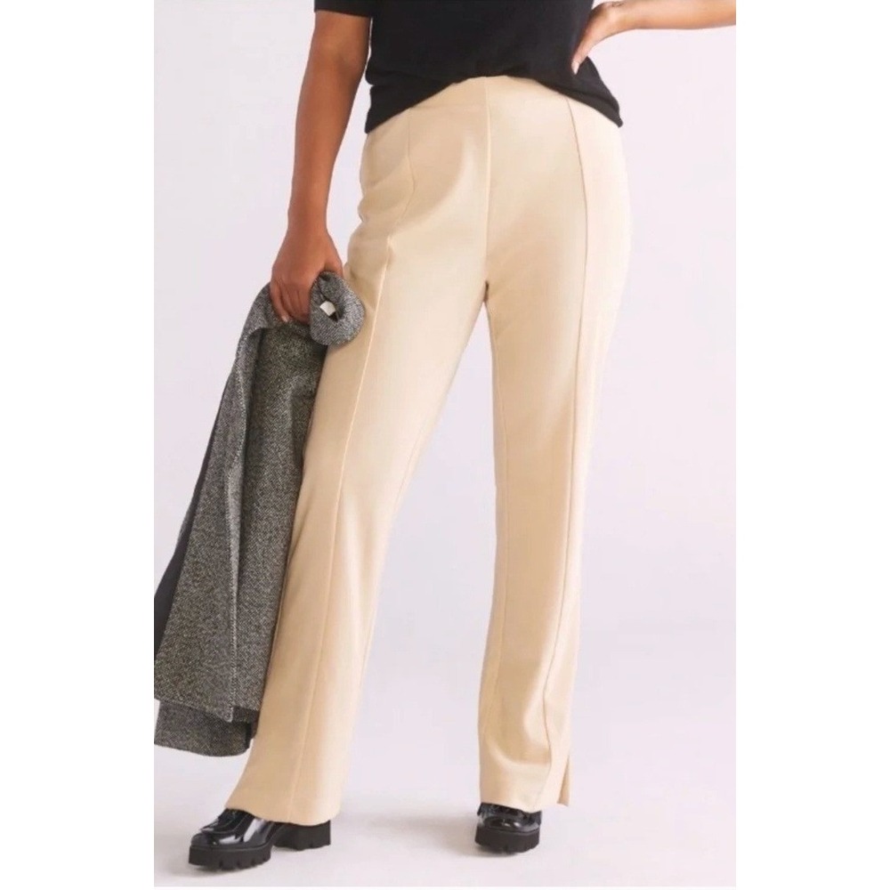 Anthropologie X En Saison High-Rise Slit Hem Pants 3X Ivory NWT Plus Size Office